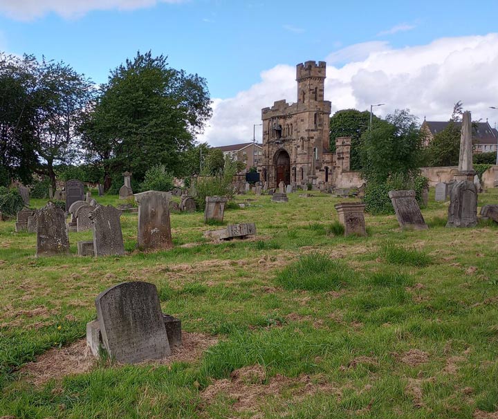 View of Glasgow's Southern Necropolis, looking towards the gatehouse