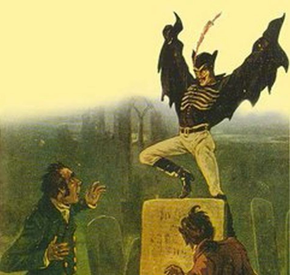 Spring-heeled Jack, as depicted in a penny dreadful of 1890