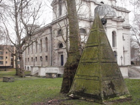 Nicholas Hawksmoor's pyramid in St Anne's Churchyard, Limehouse, London