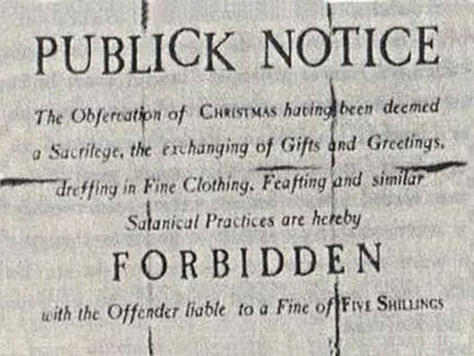 Puritan notice banning Christmas in Boston in 1659