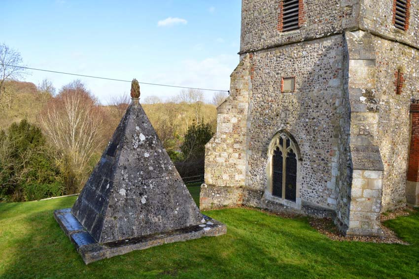 Dr Francis Douce's pyramid tomb at Nether Wallop, Hampshire