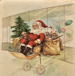 Santa Claus in a biplane 1910s