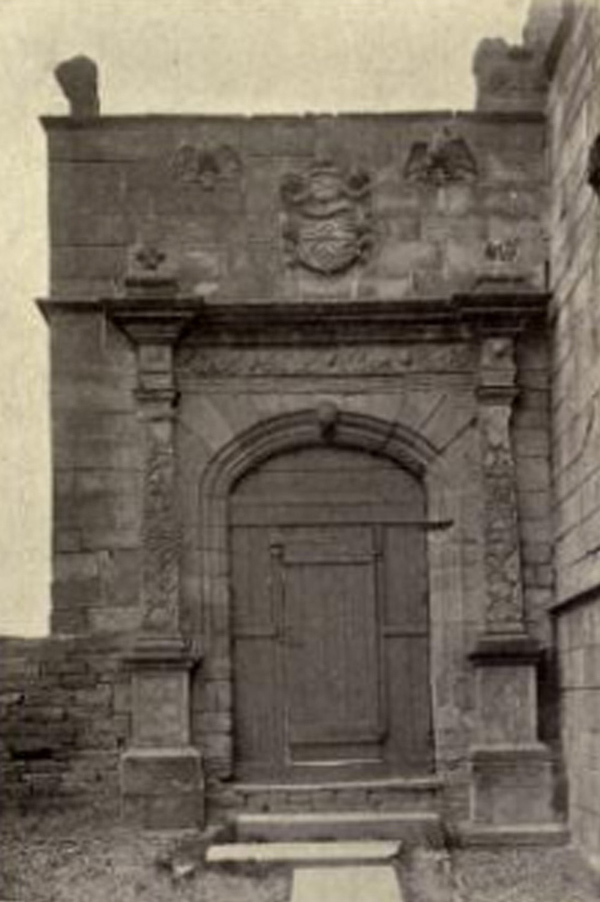 The inside gateway of High Sunderland Hall - note the two 'crumbling griffins' that may have inspired Wuthering Heights