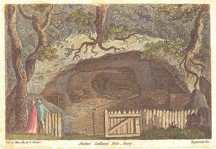 A depiction of Mother Ludlam's Cave from 1785