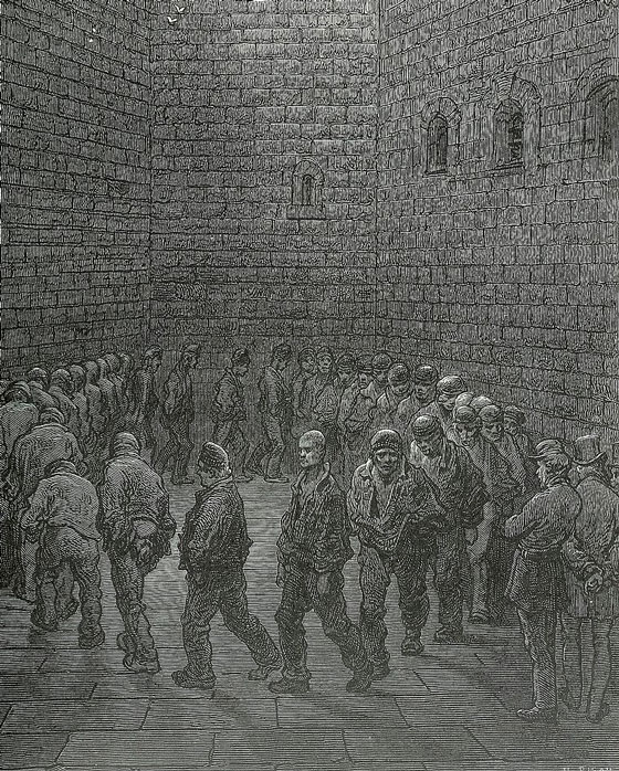 The exercise yard in Newgate Prison by Paul Gustave Dore