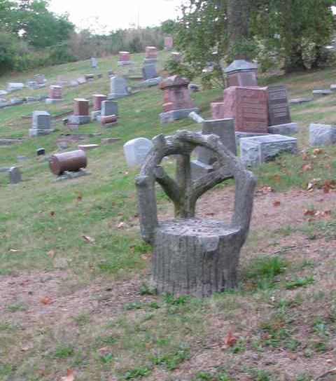 The Devil's chair in Greenwood Cemetery, Decatur, Illinois