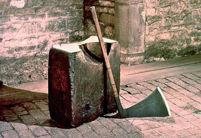 A mock up of the executioner's block, Tower of London
