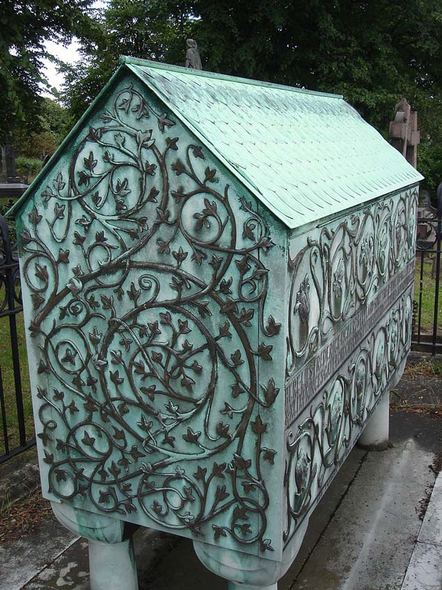 The Arts-and-Crafts tomb of Frederick Richards Leyland, in the style of a medieval reliquary, Brompton Cemetery