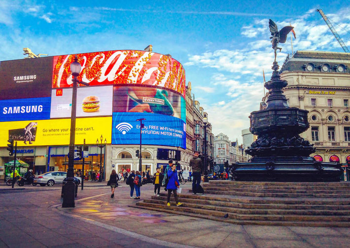 Eros stands guard over Piccadilly Circus