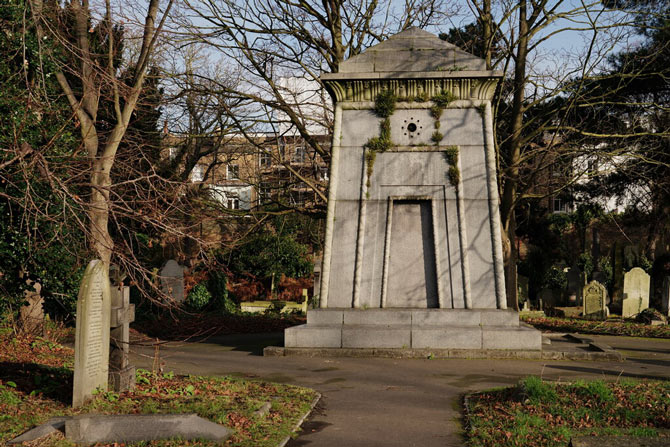 The Courtoy Mausoleum stands in London's Brompton Cemetery