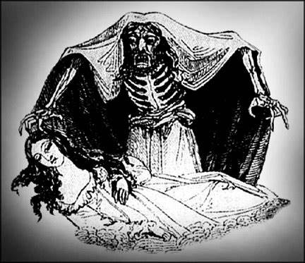 Varney the Vampire - like the Vampire of Croglin Grange - touches a woman's hair with his bony fingers.