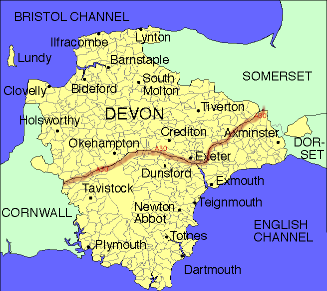 map of Devon