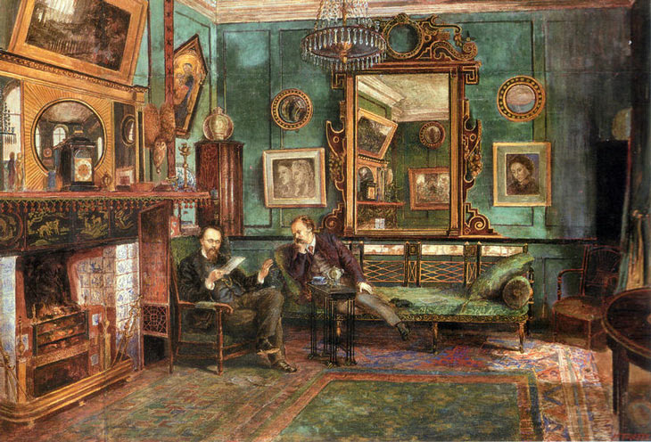 Dante Gabriel Rossetti painted in the drawing room of 16 Cheyne Walk by