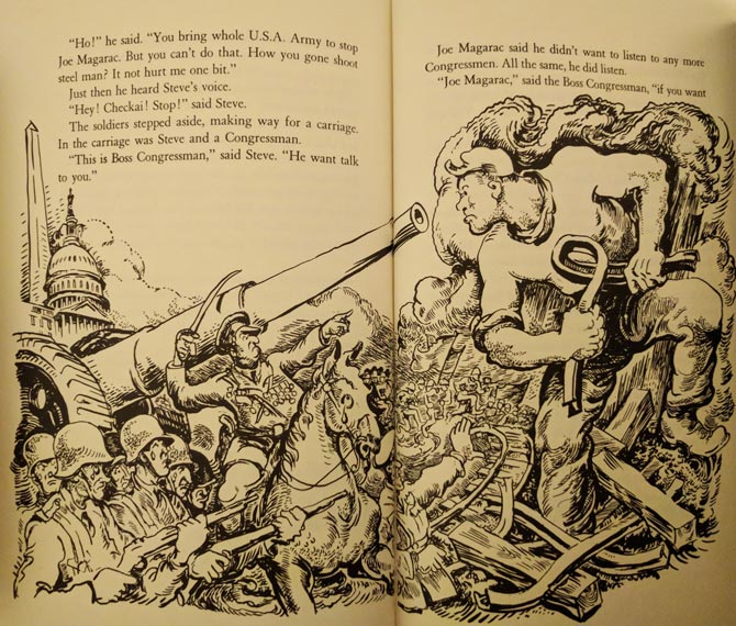A scene from the 1948 children's novel Joe Magarac and his Citizenship Papers