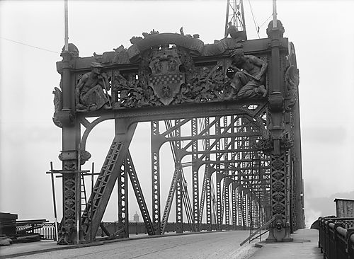 Pittsburgh's Manchester Bridge featuring the steelworker Joe Magarac