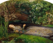 Lizzie Siddal, future wife of Rossetti, posing as Ophelia