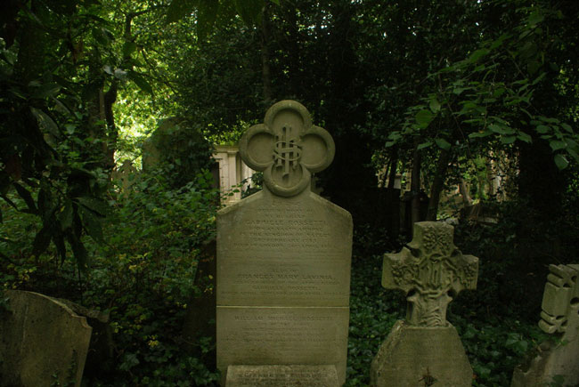 Rossetti family plot in Highgate where Lizzie Siddal is buried