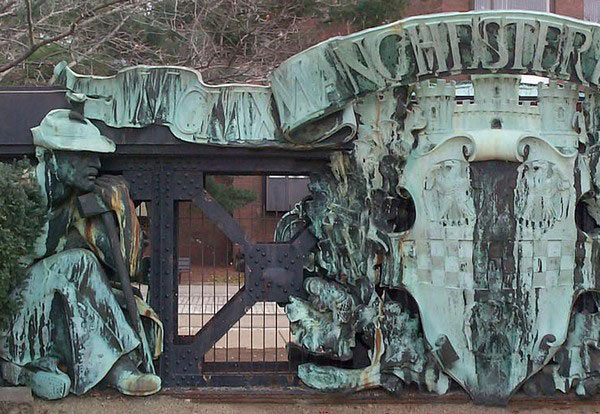 Sculpture of the mythical steelworker Joe Magarac, saved from the now-demolished Manchester Bridge