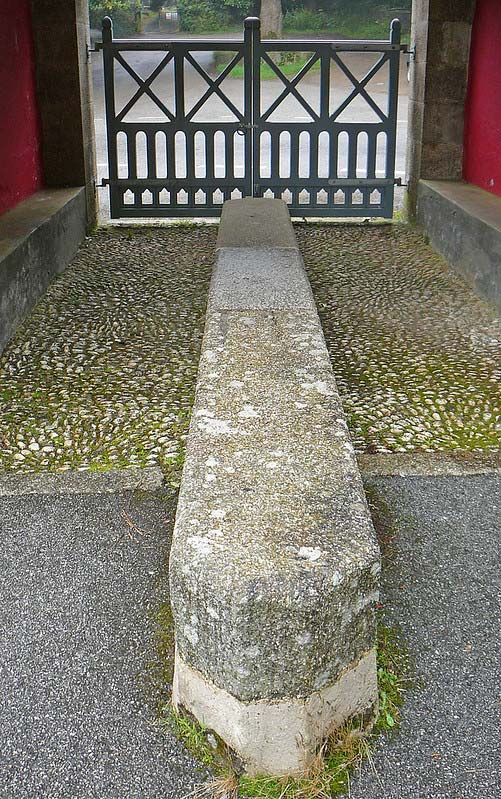 Long lych-stone in St Euny's Churchyard, Redruth, Cornwall, Britain