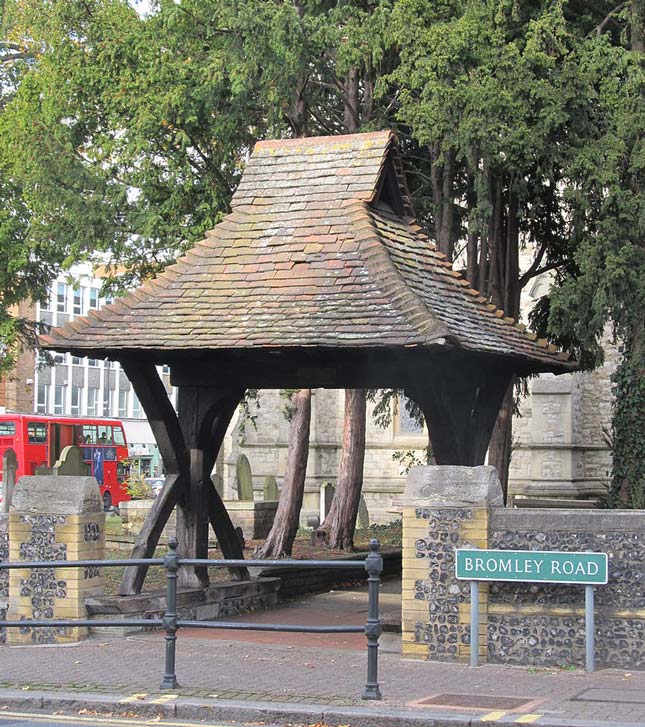 England's oldest lychgate in St George's Churchyard, Beckenham, South London, Britain