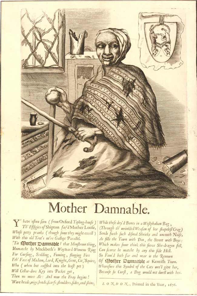 A satirical text about Mother Damnable of Kentish Town, 1676