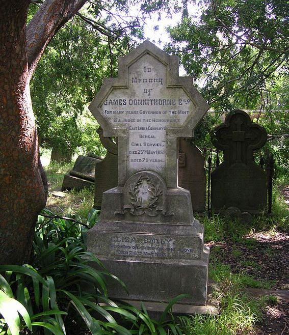 The grave of Eliza Donnithorne and her father James in Camperdown Cemetery, Sydney