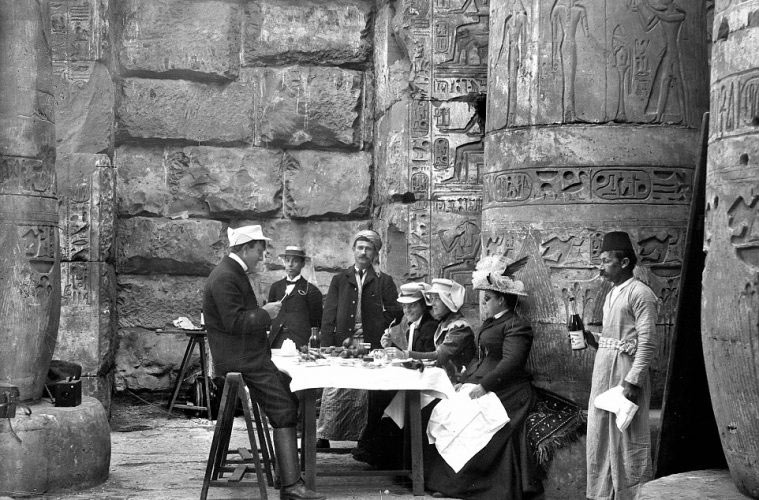 Victorian tourists relax in Egypt, around 1890