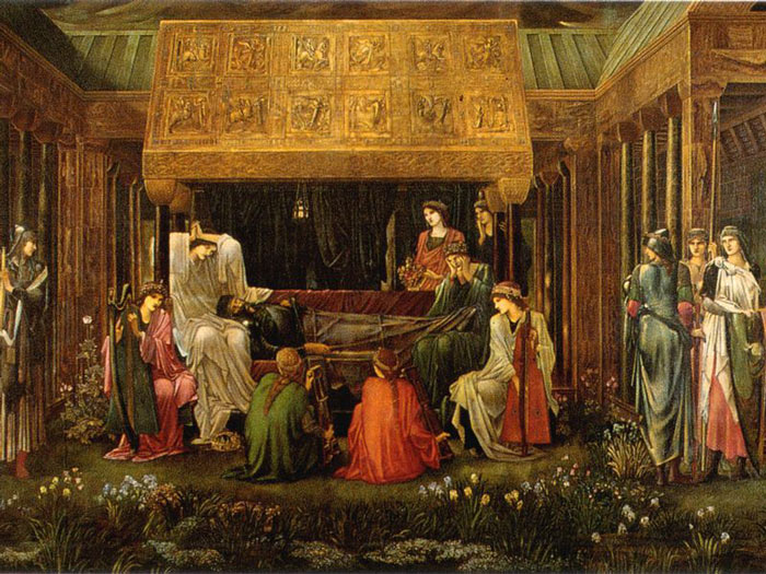 The Last Sleep of Arthur in Avalon by Edward Burne-Jones, which was probably painted using mummy brown.