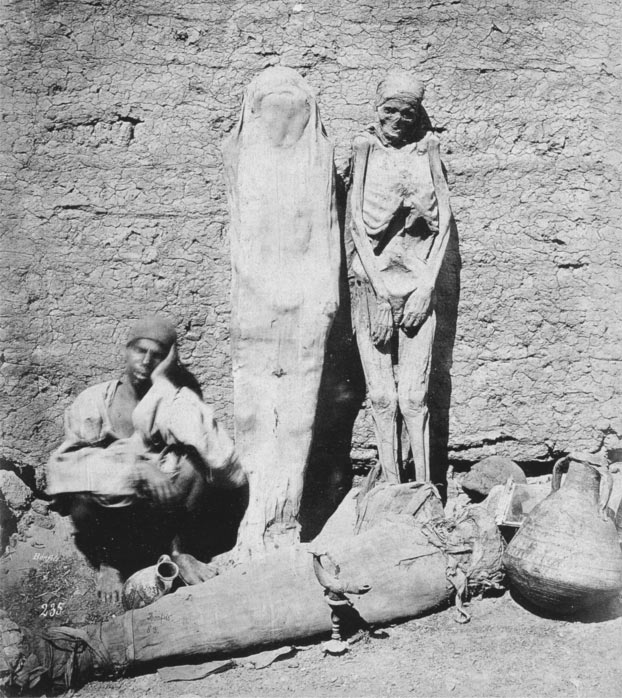 A mummy dealer in Egypt, photographed in 1875